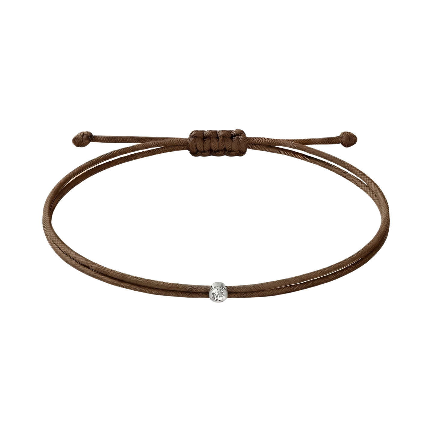 String bracelet with 0.03ct diamond - Choco/silver