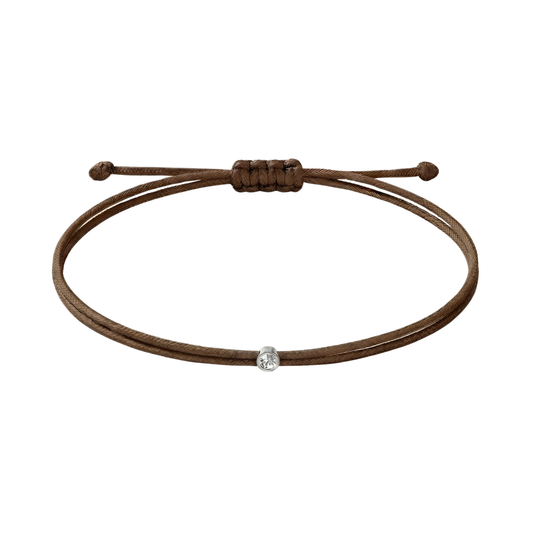 String bracelet with 0.03ct diamond - Choco/silver