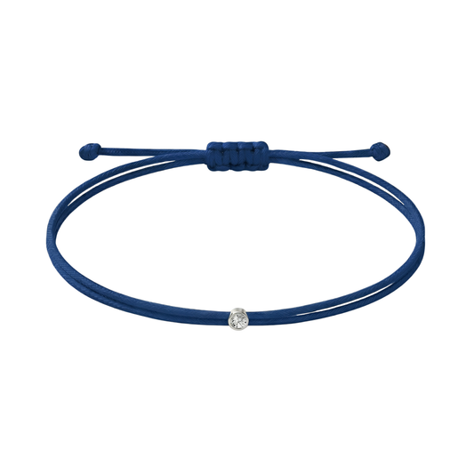 String bracelet with 0.03ct diamond - Marine/silver