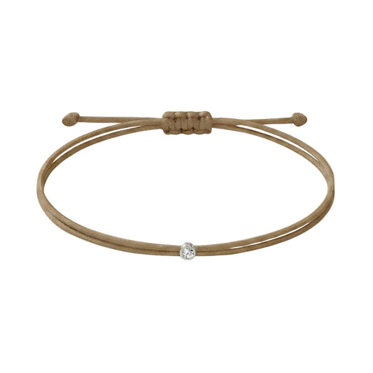 String bracelet with 0.03ct diamond - Beige/silver