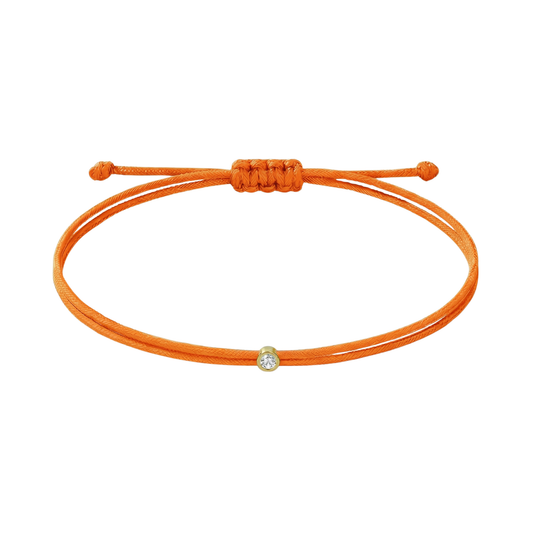 String bracelet with 0.03ct diamond - Orange/gold