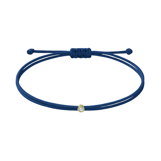 String bracelet with 0.03ct diamond - Marine/gold