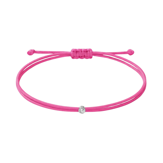 String bracelet with 0.03ct diamond - Pink/silver