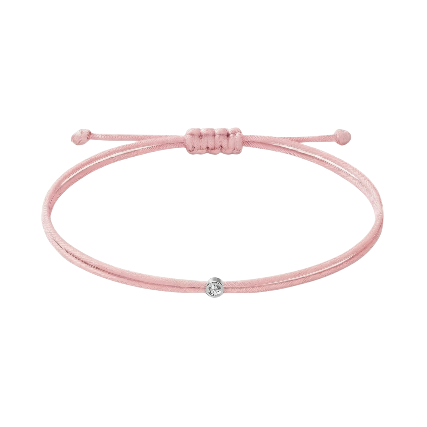String bracelet with 0.03ct diamond - Rosa/silver