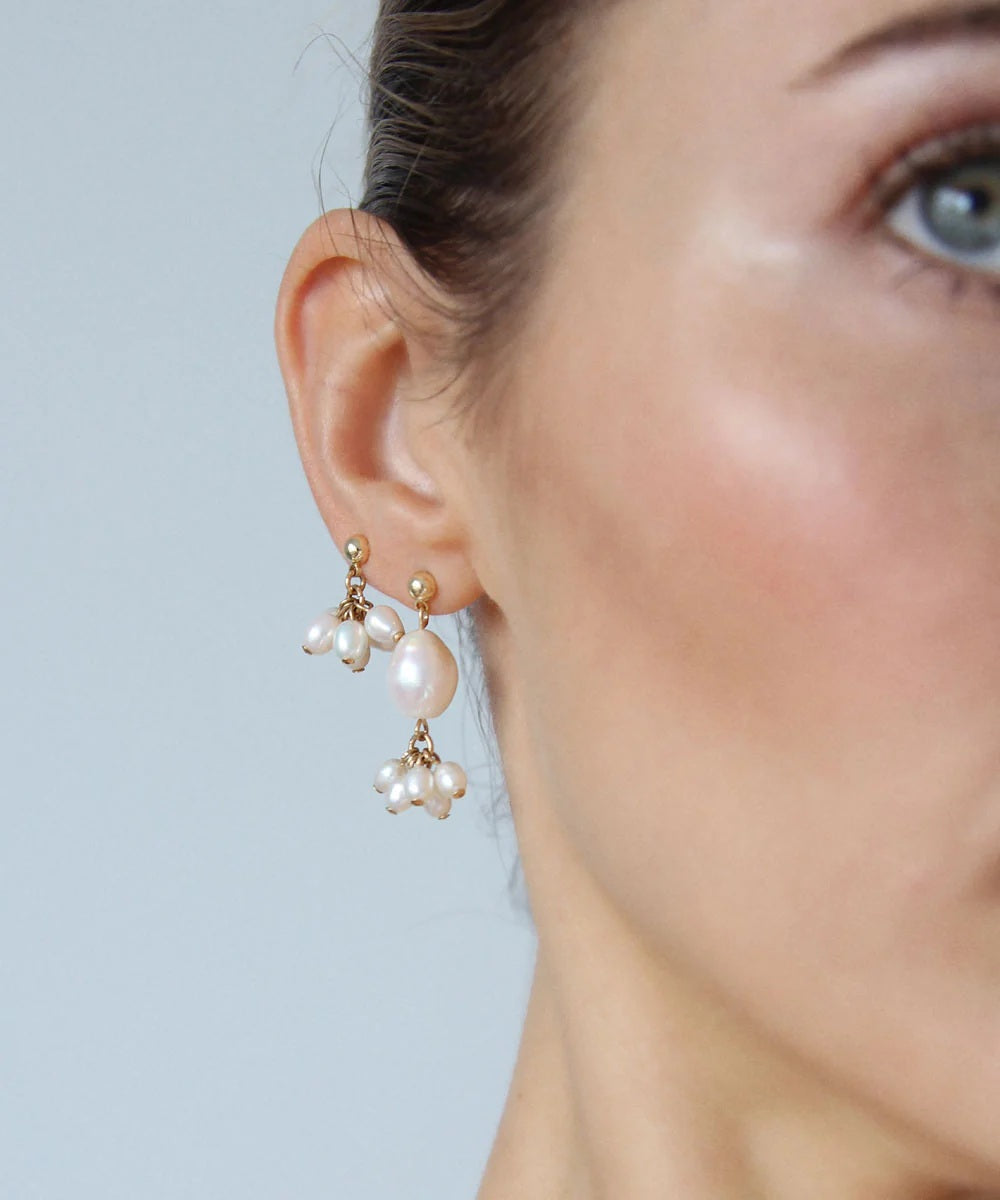 925 prabos sidabriniai auskarai su natūraliais perlais "Flower"