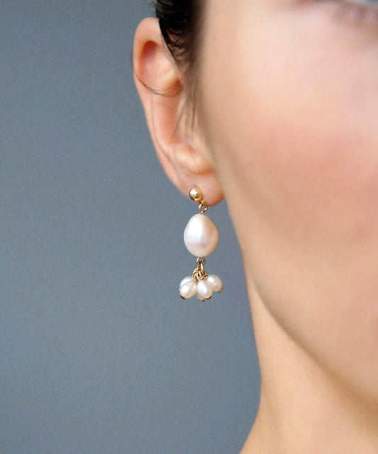 925 sterling silver earrings with natural pearls "Flower"