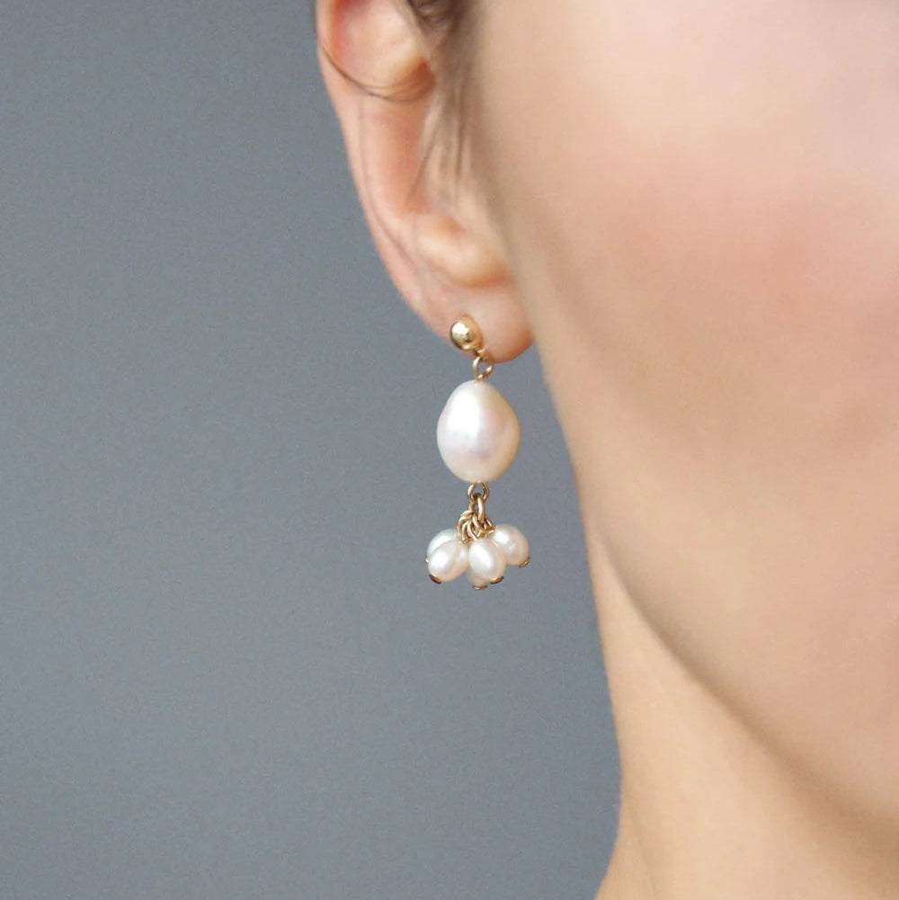 925 prabos sidabriniai auskarai su natūraliais perlais "Flower"