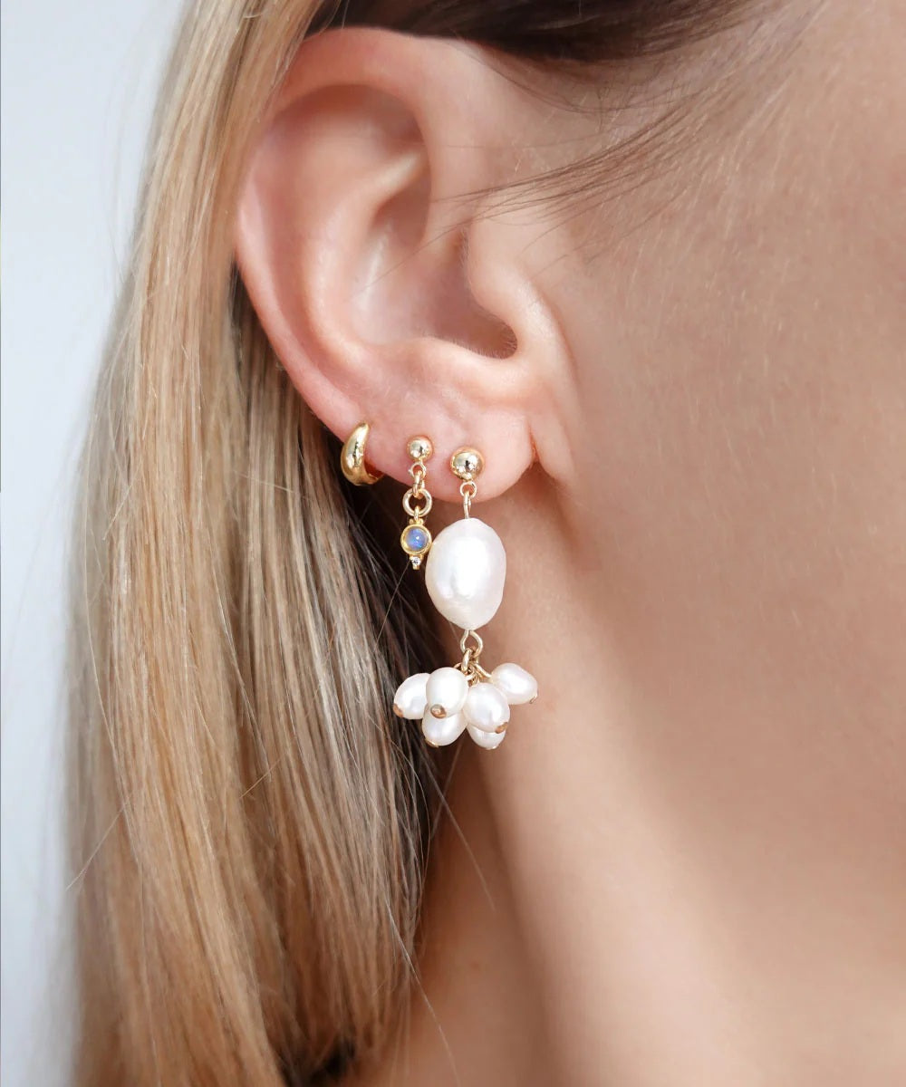 925 prabos sidabriniai auskarai su natūraliais perlais "Flower"