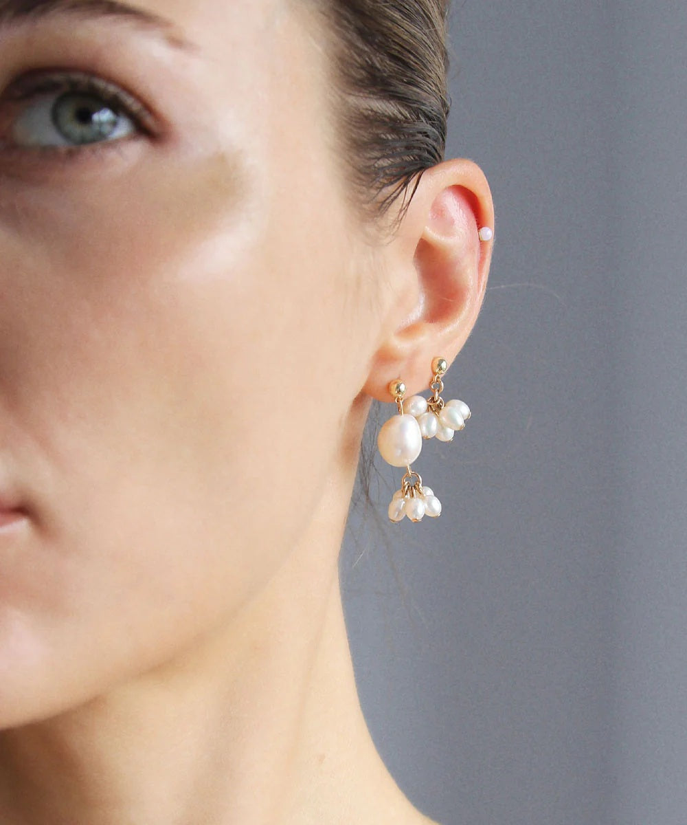 925 prabos sidabriniai auskarai su natūraliais perlais "Flower"