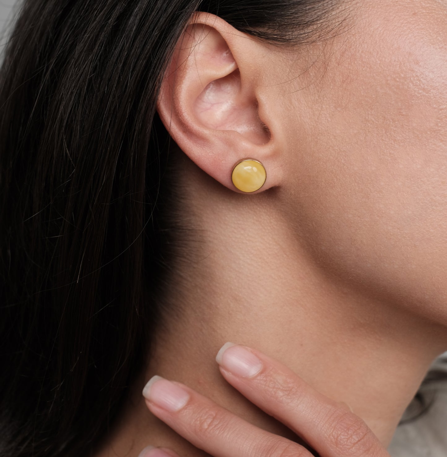 Sterling silver gold plated earrings with natural amber "Adria"