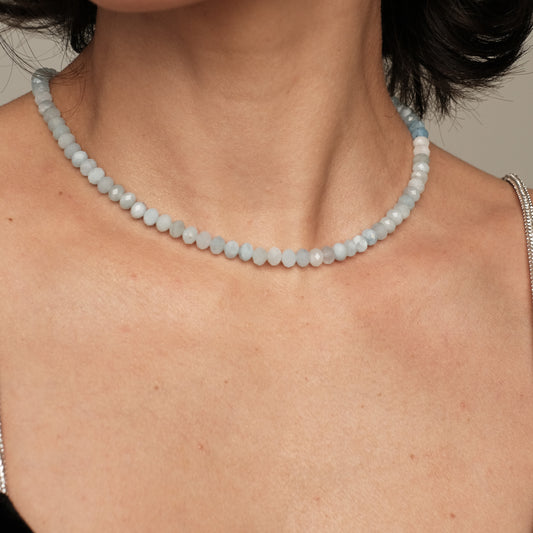 Akvamariinist kaelakee,  5-6mm