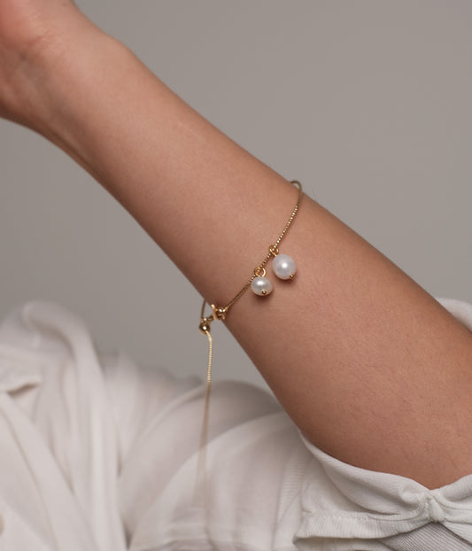 Paauksuota apyrankė su natūraliais perlais "Roundy"