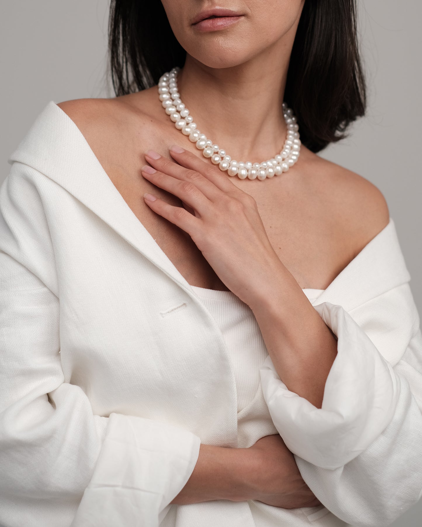 Double strand natural pearl necklace "Alice"