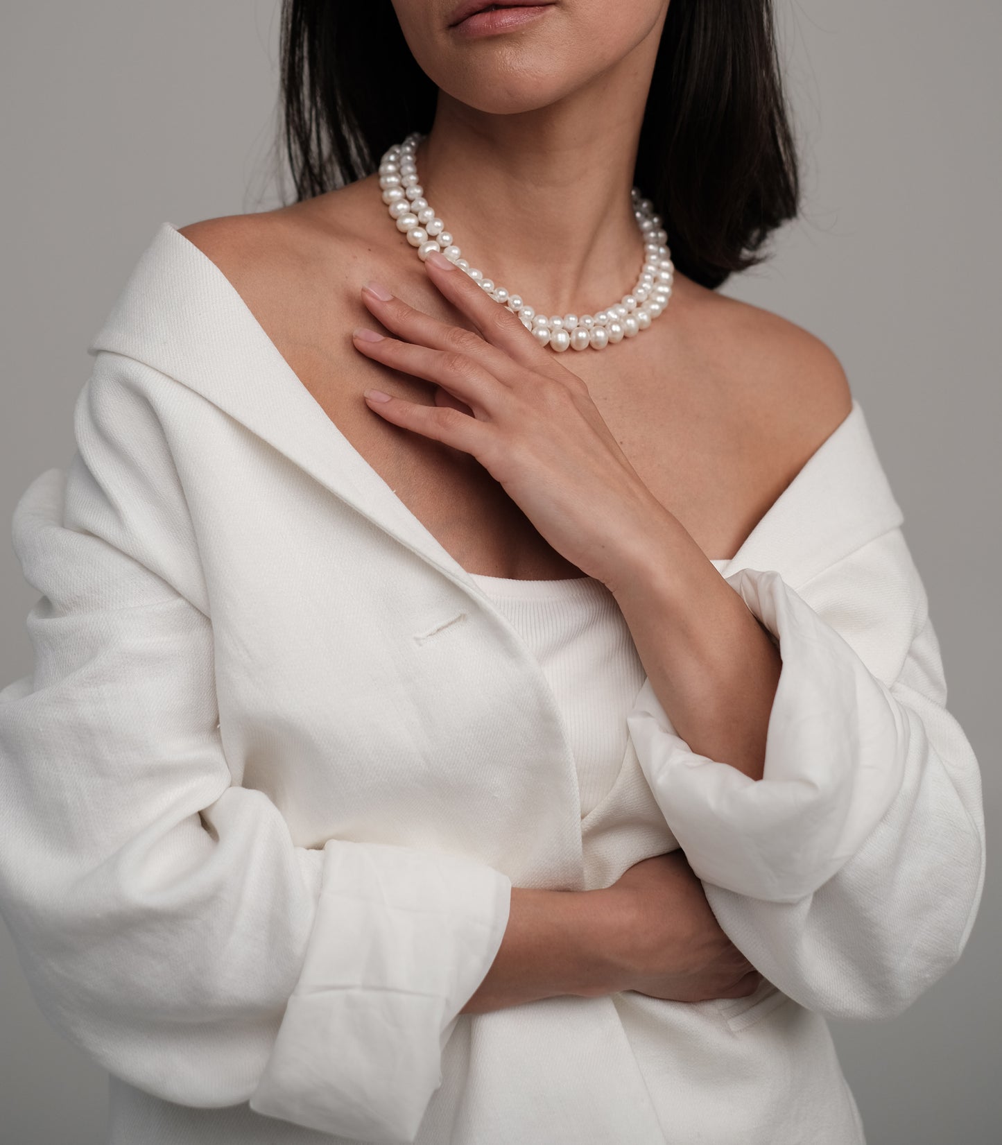 Double strand natural pearl necklace "Alice"