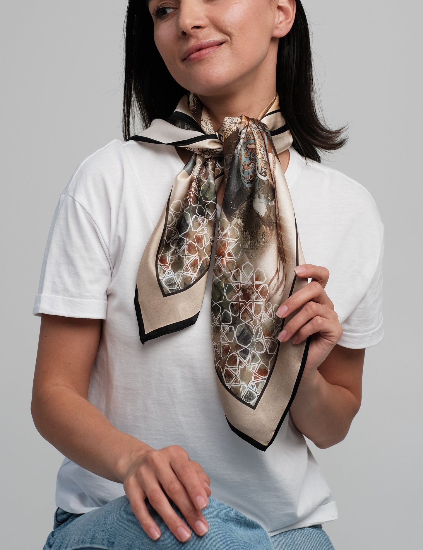 100% silk scarf "Beige"