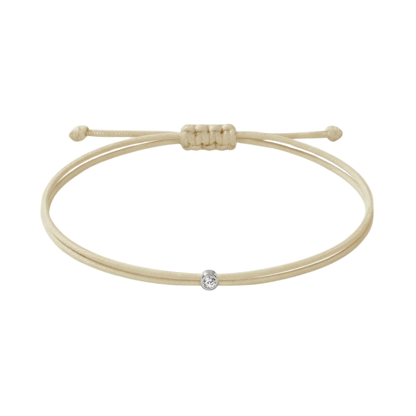 String bracelet with 0.03ct diamond - Beige/silver