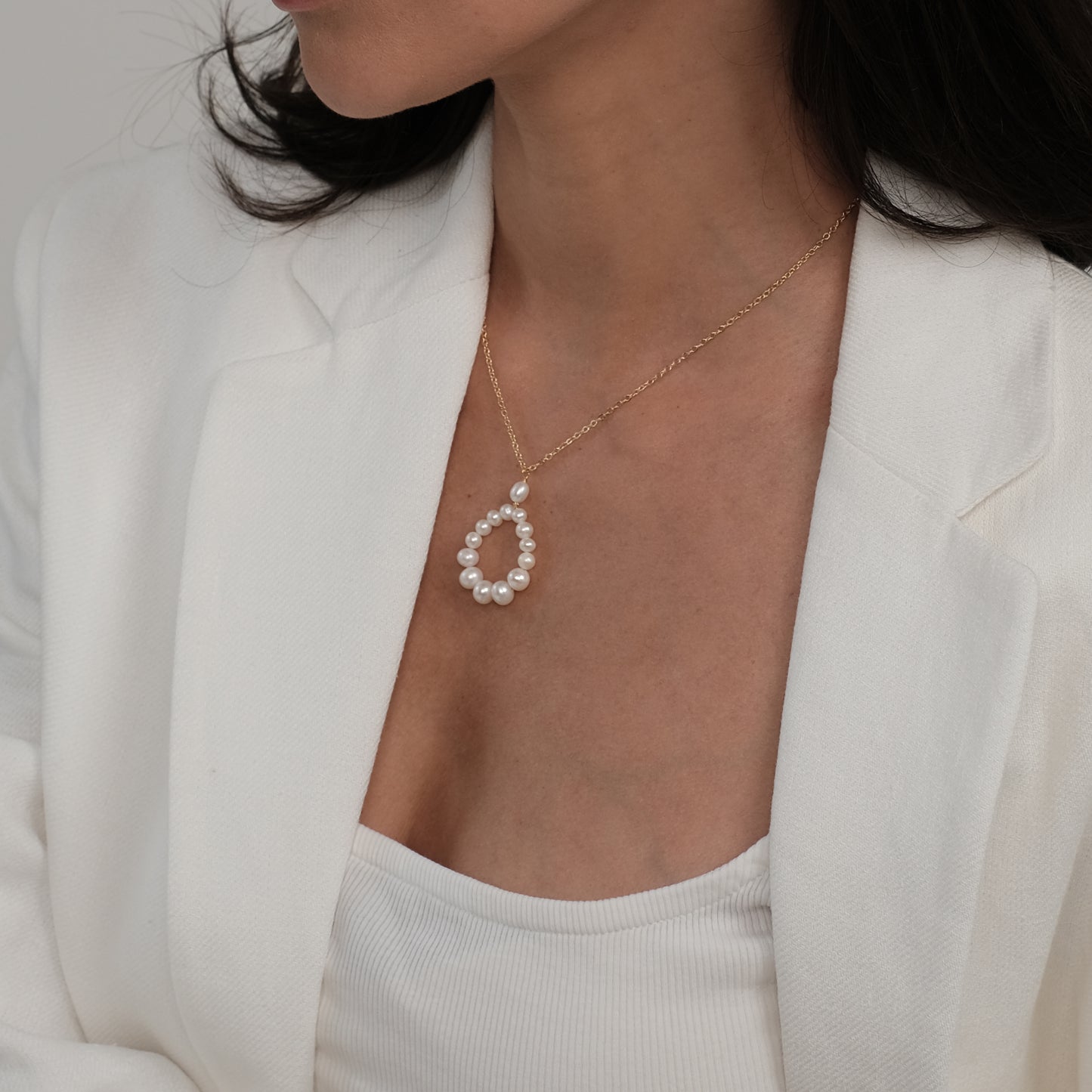 Gold plated necklace with natural pearls "Tulip"