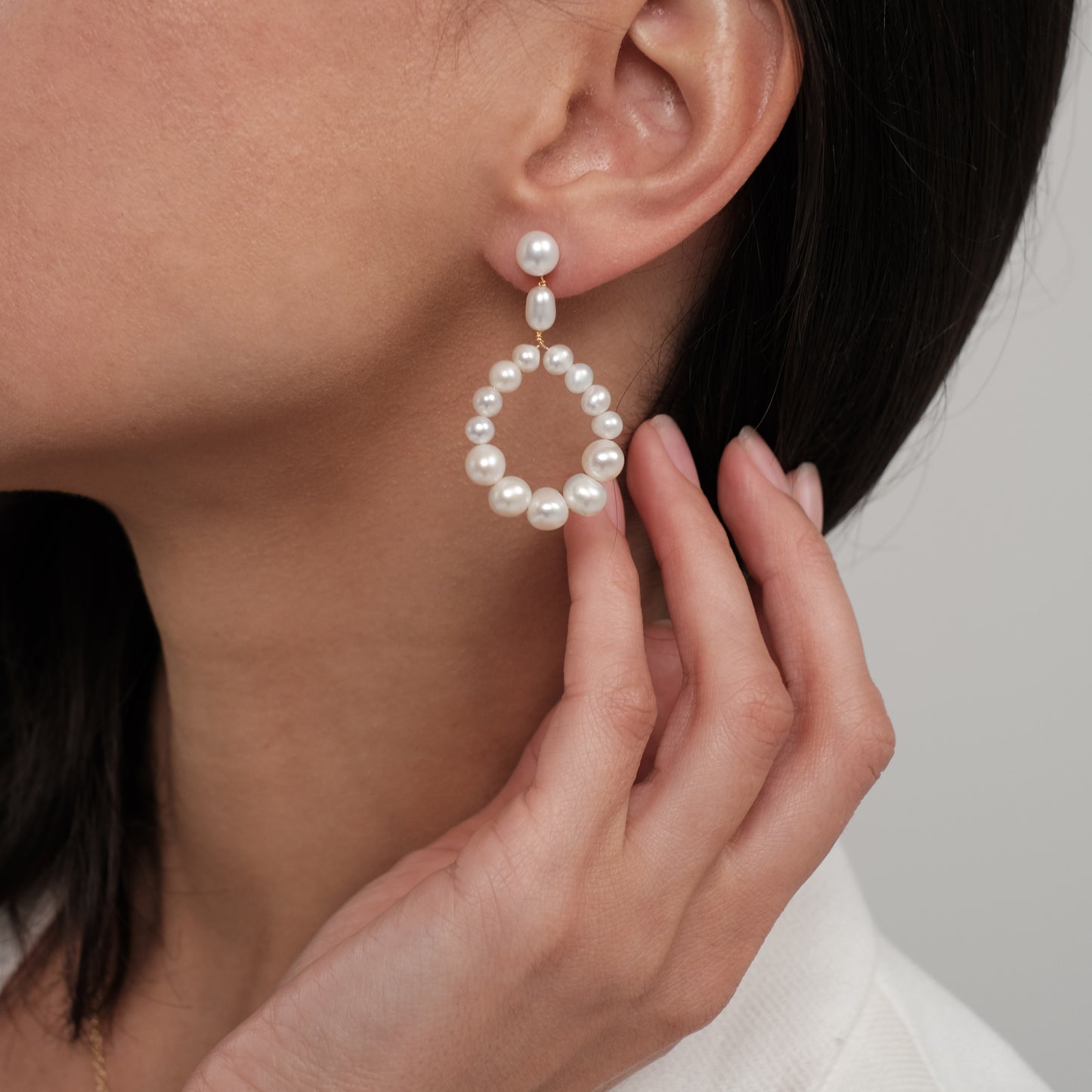 Gold plated earrings with natural pearls "Tulip"