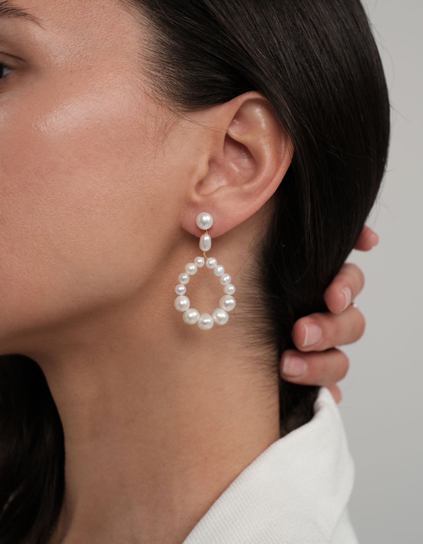 Gold plated earrings with natural pearls "Tulip"
