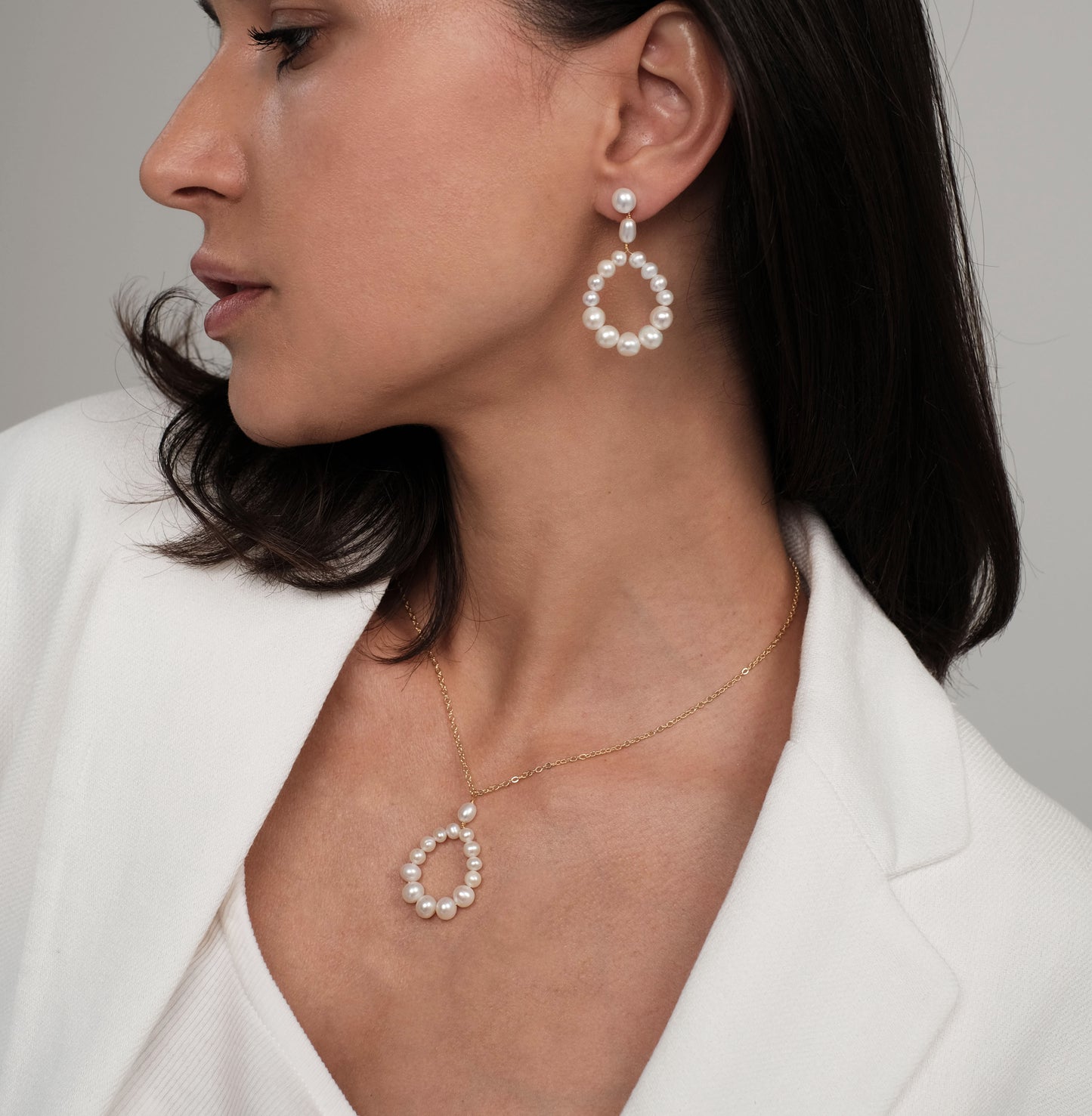 Gold plated earrings with natural pearls "Tulip"
