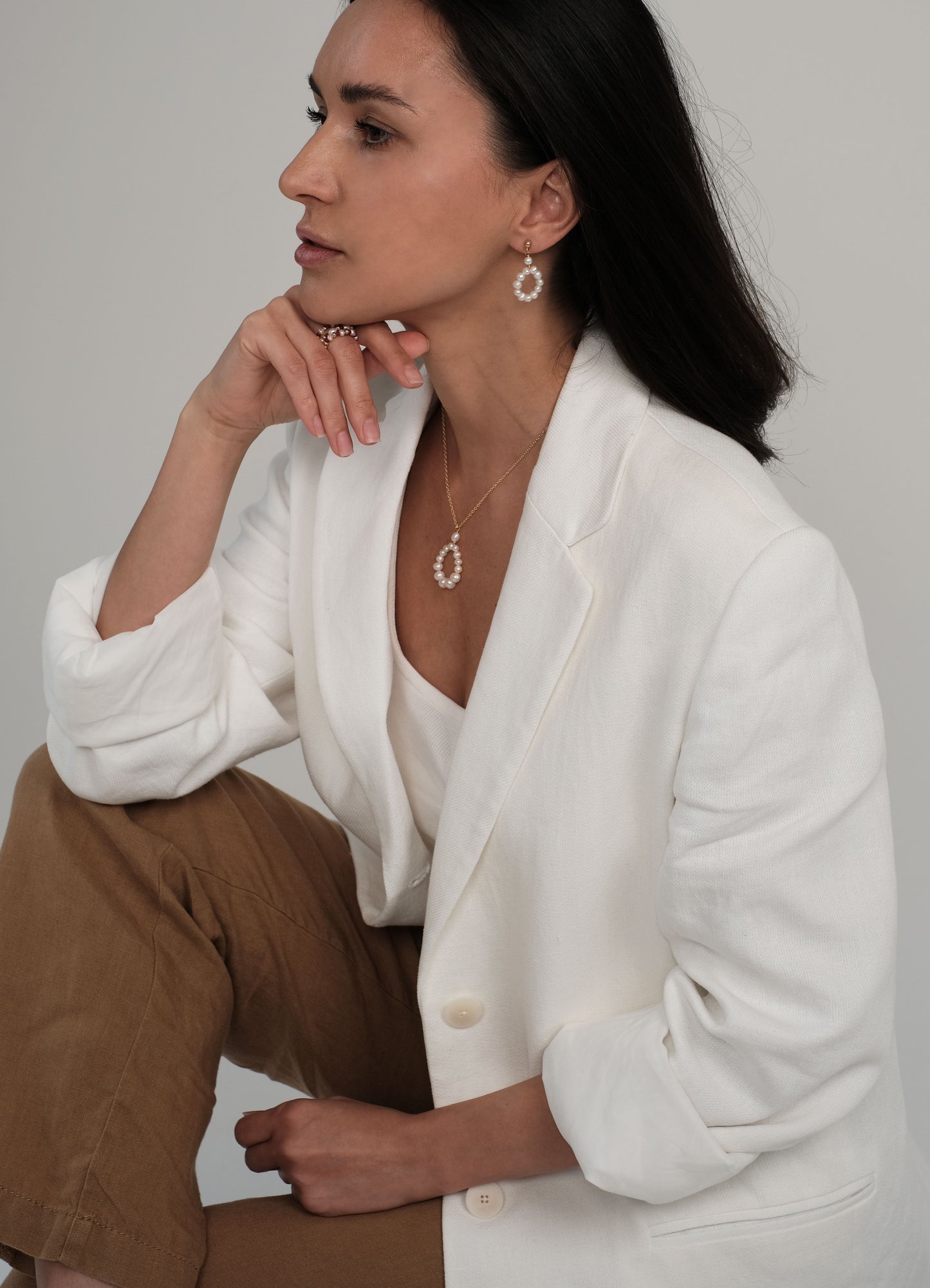 Gold plated earrings with natural pearls "Tulip 2"