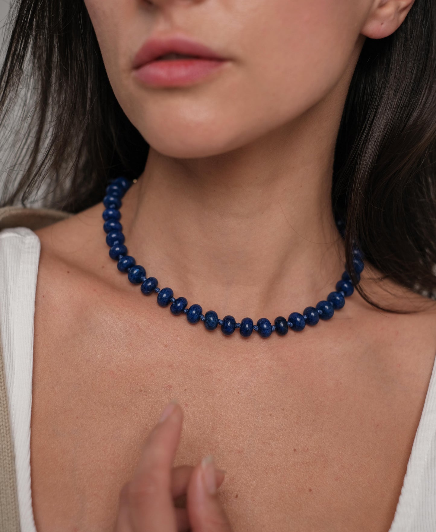 Blue stone bead necklace