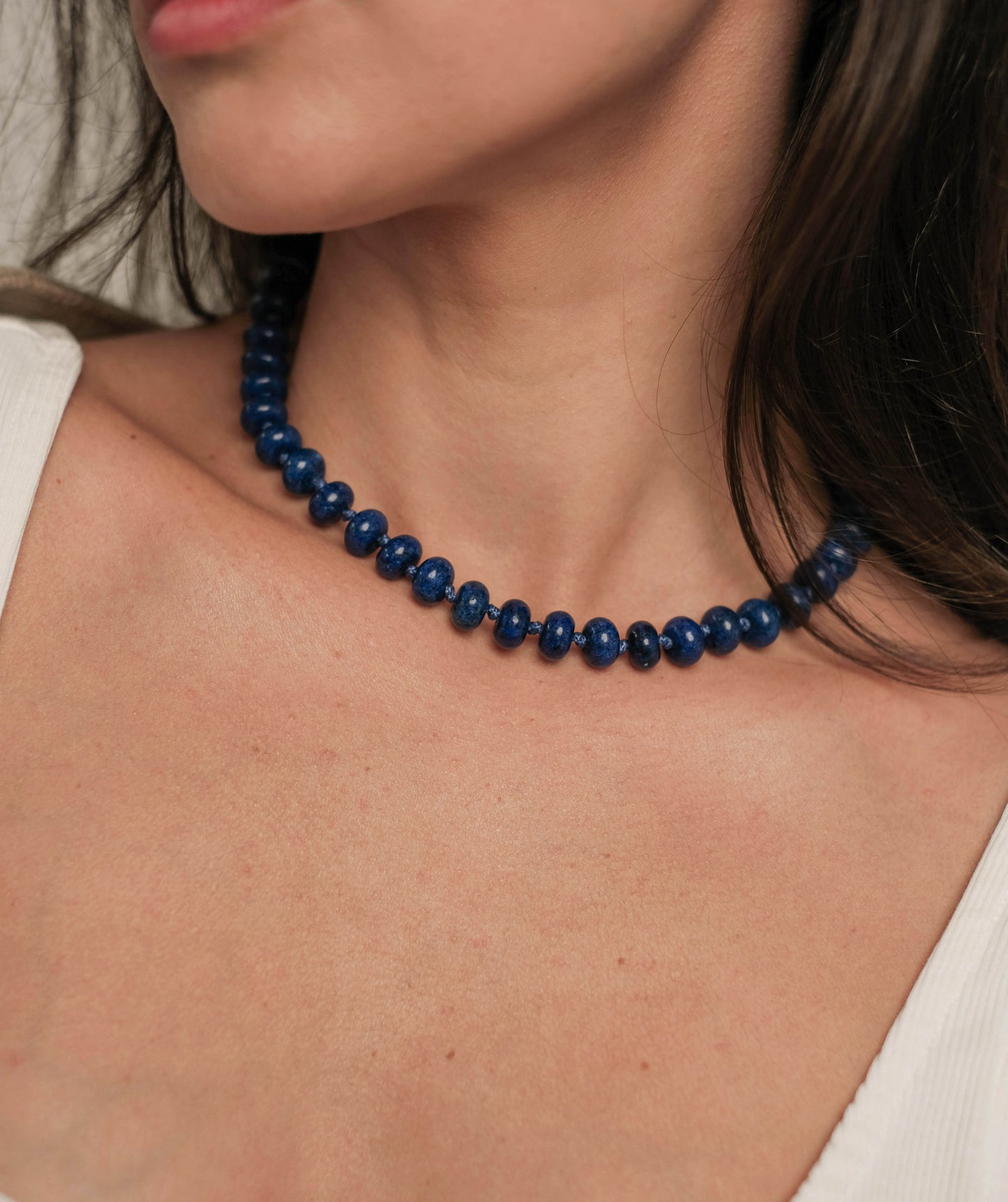 Blue stone bead necklace