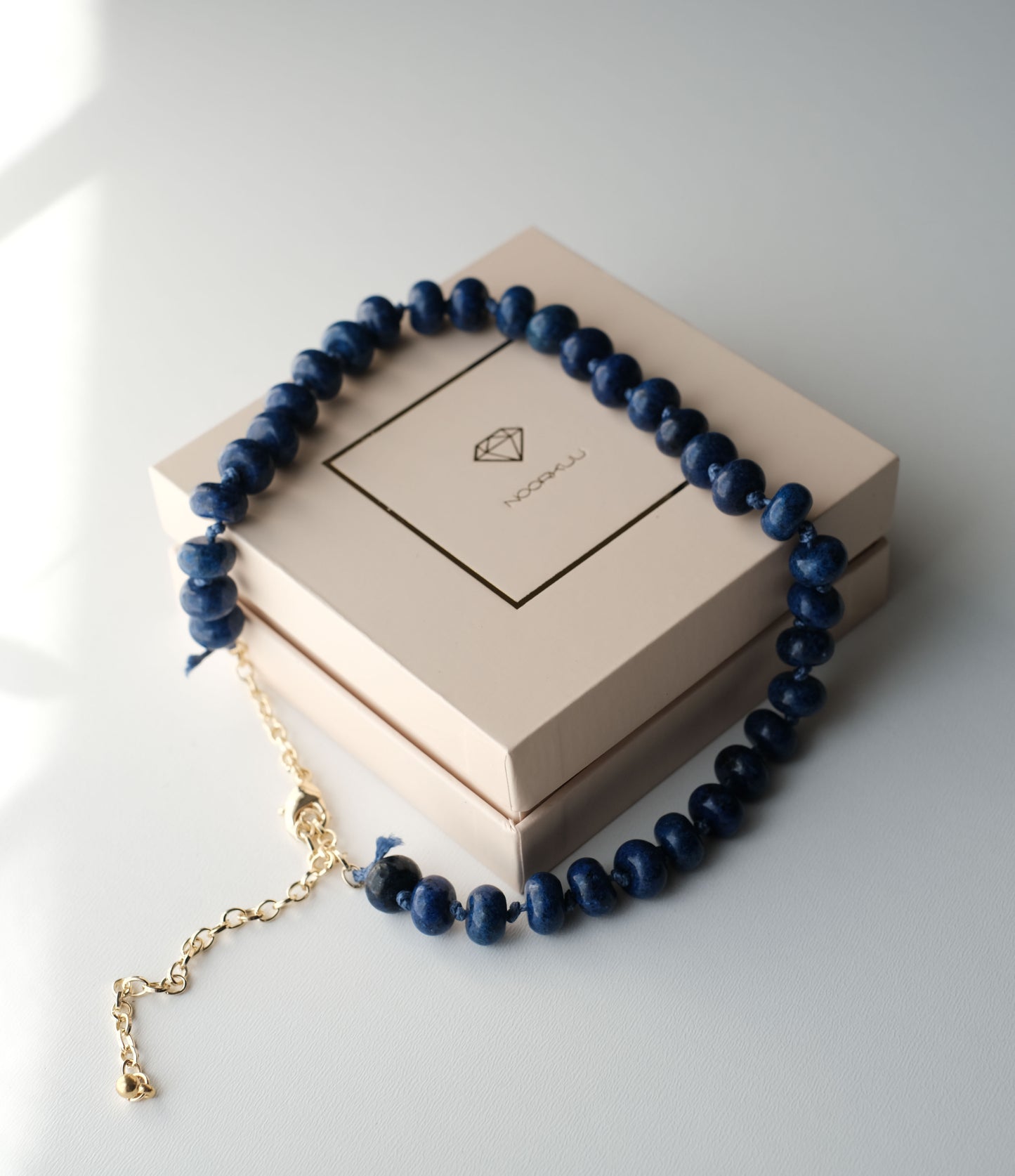 Blue stone bead necklace