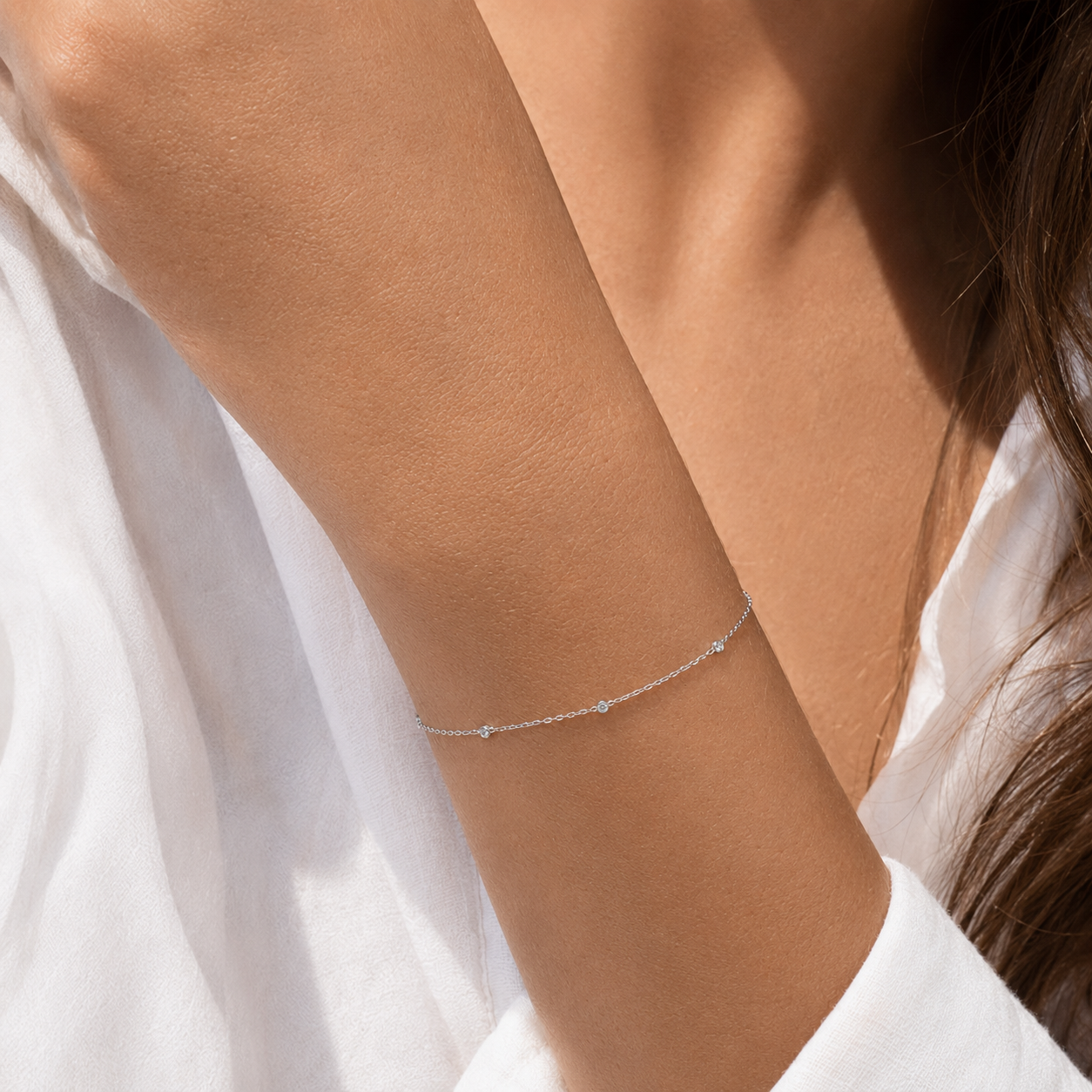 925 Sterling Silver Bracelet with Zircon Stones
