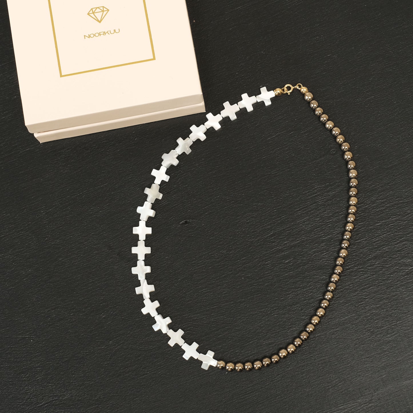 Mother of pearl and hematite necklace 11