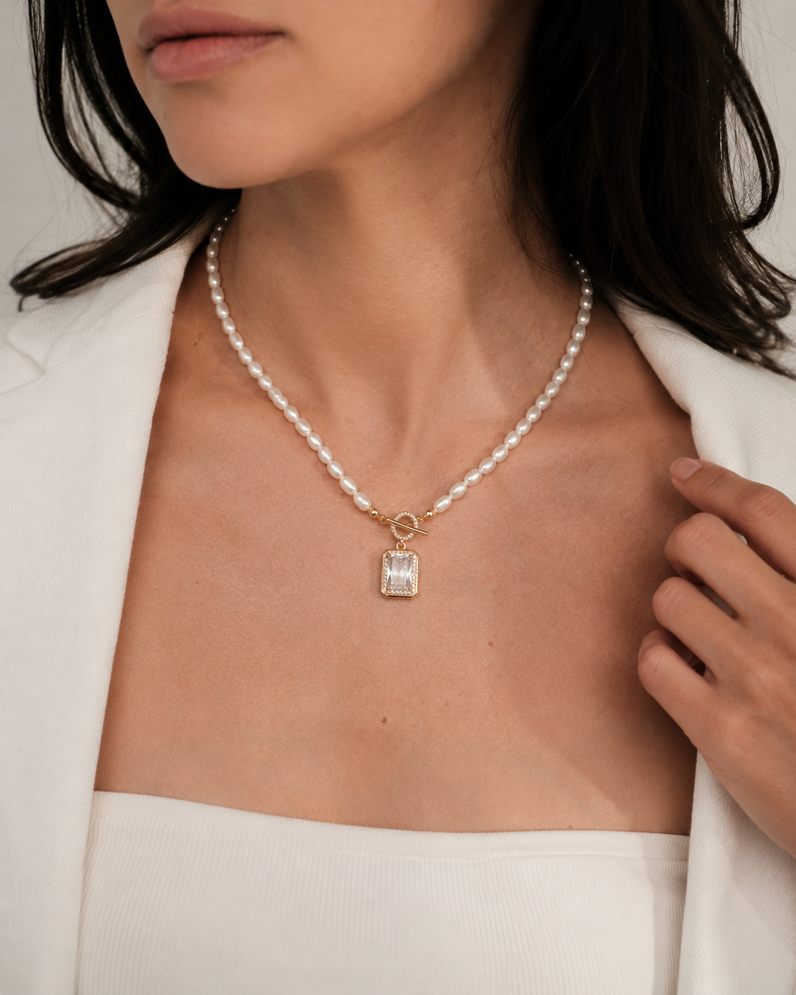 Natural pearl necklace "Big Crystal"