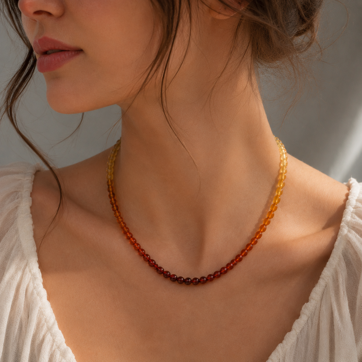 Natural amber necklace "Dolce"