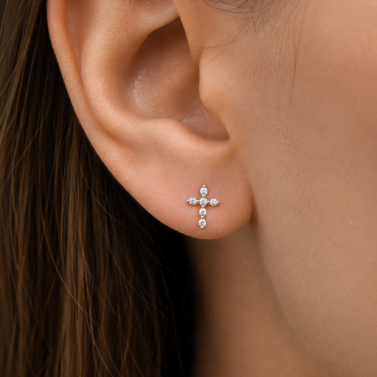 Sterling silver earrings "Cross"