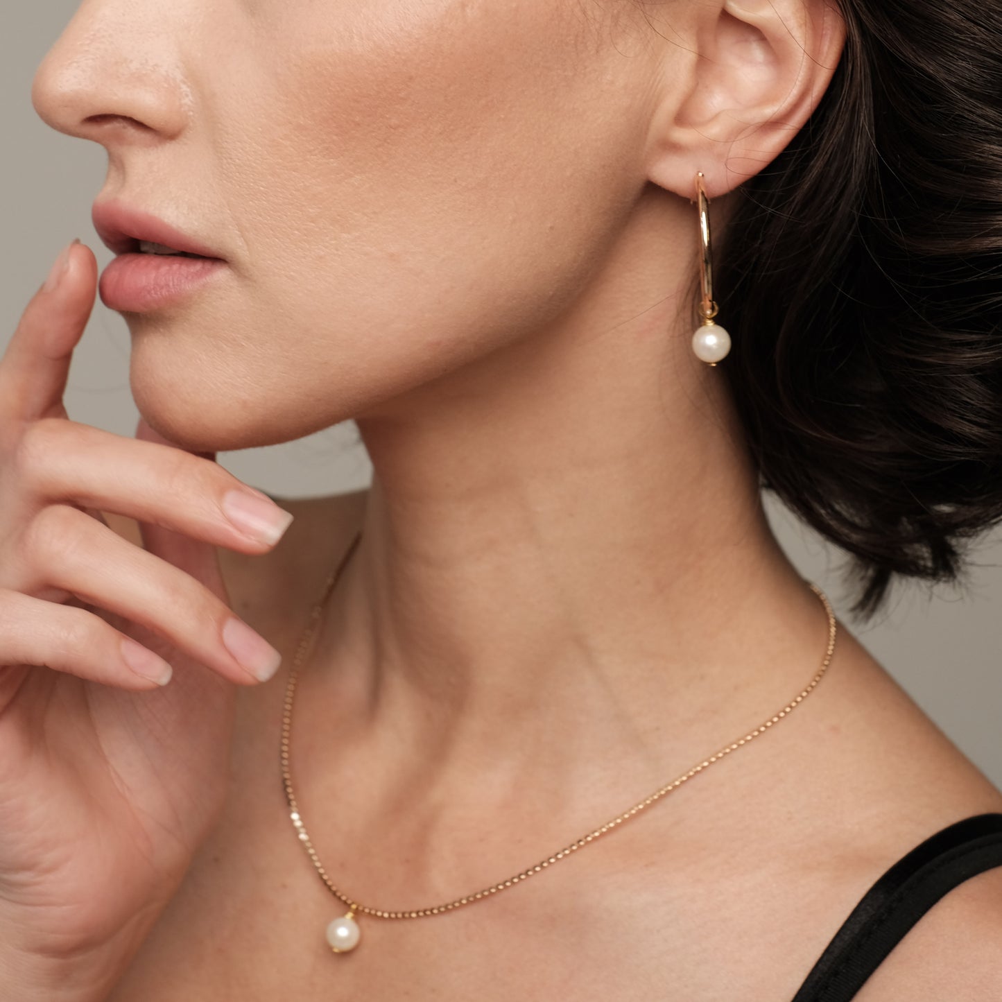 Gold plated earrings with natural pearls "Enni 2"