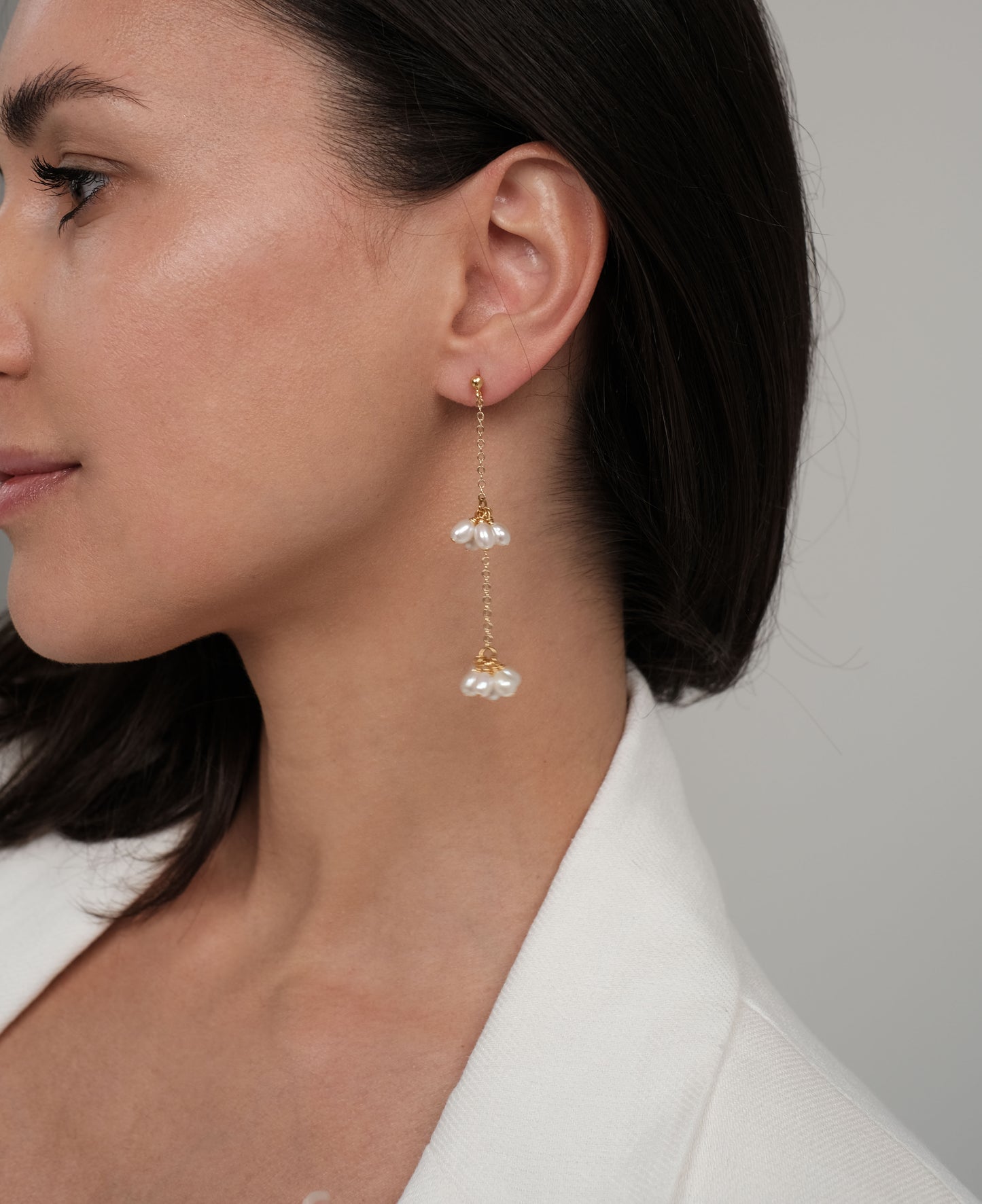Gold plated earrings with natural pearls "Spring"
