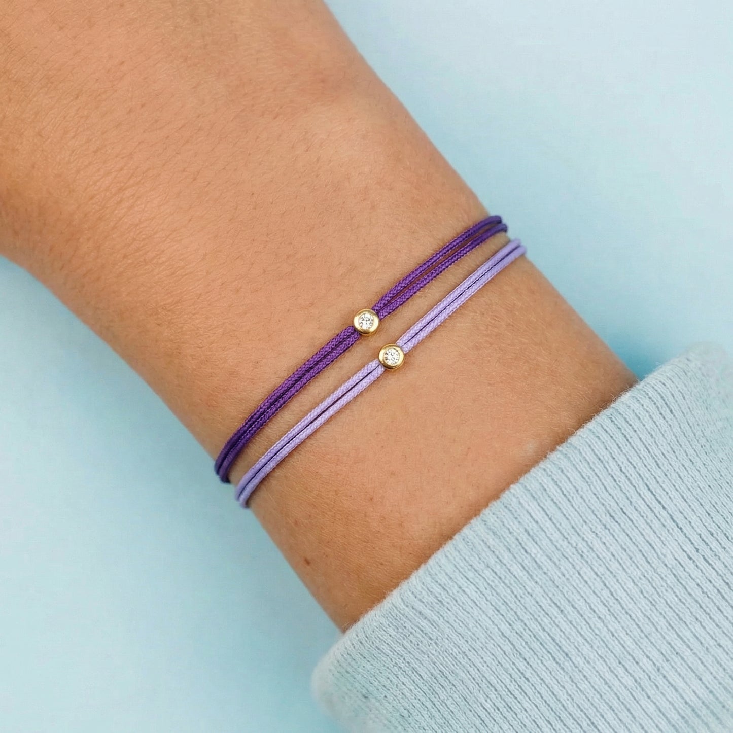 Niit käevõru teemantiga, 0.03ct, Lavander/gold