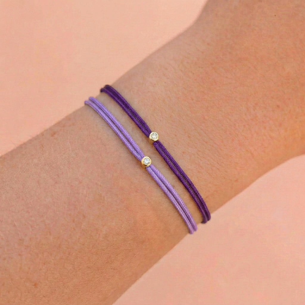 Niit käevõru teemantiga, 0.03ct, Lavander/gold