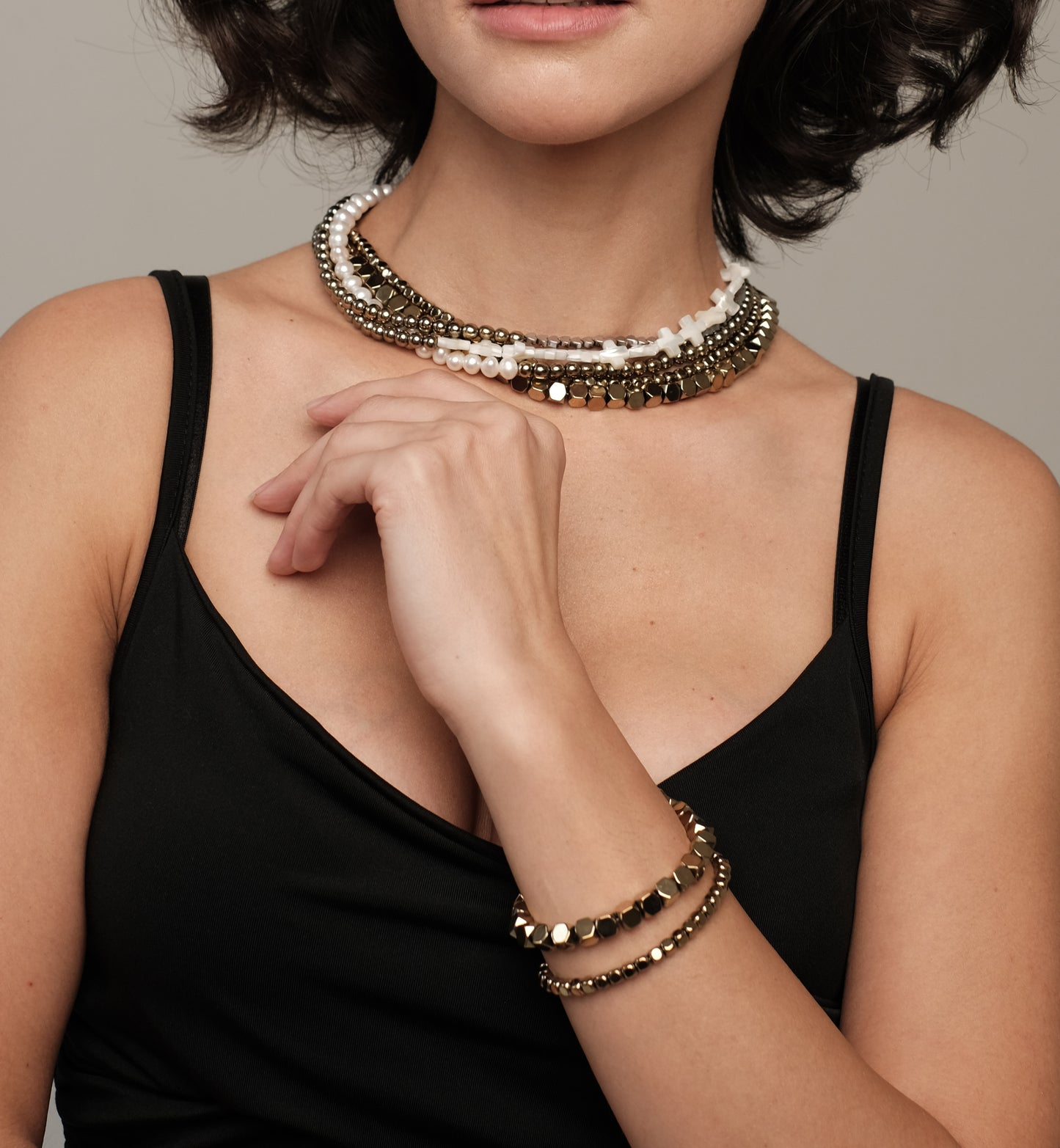 Hematite necklace "Gold/Silver"