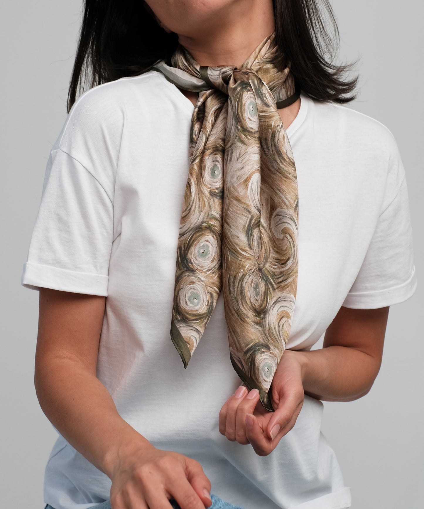 100% silk scarf "Greenish"