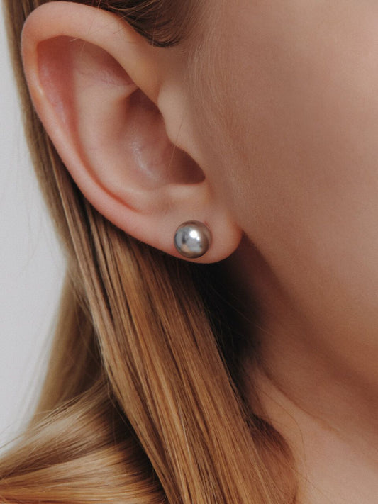 925 sterling silver earrings with natural pearls "Grey"