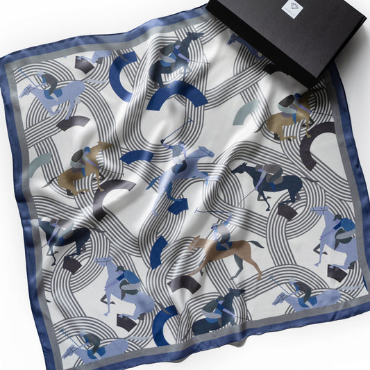 100% šilkinė skarelė "Blue horse"