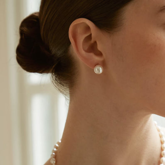 925 sterling silver earrings with natural pearls (Cream)