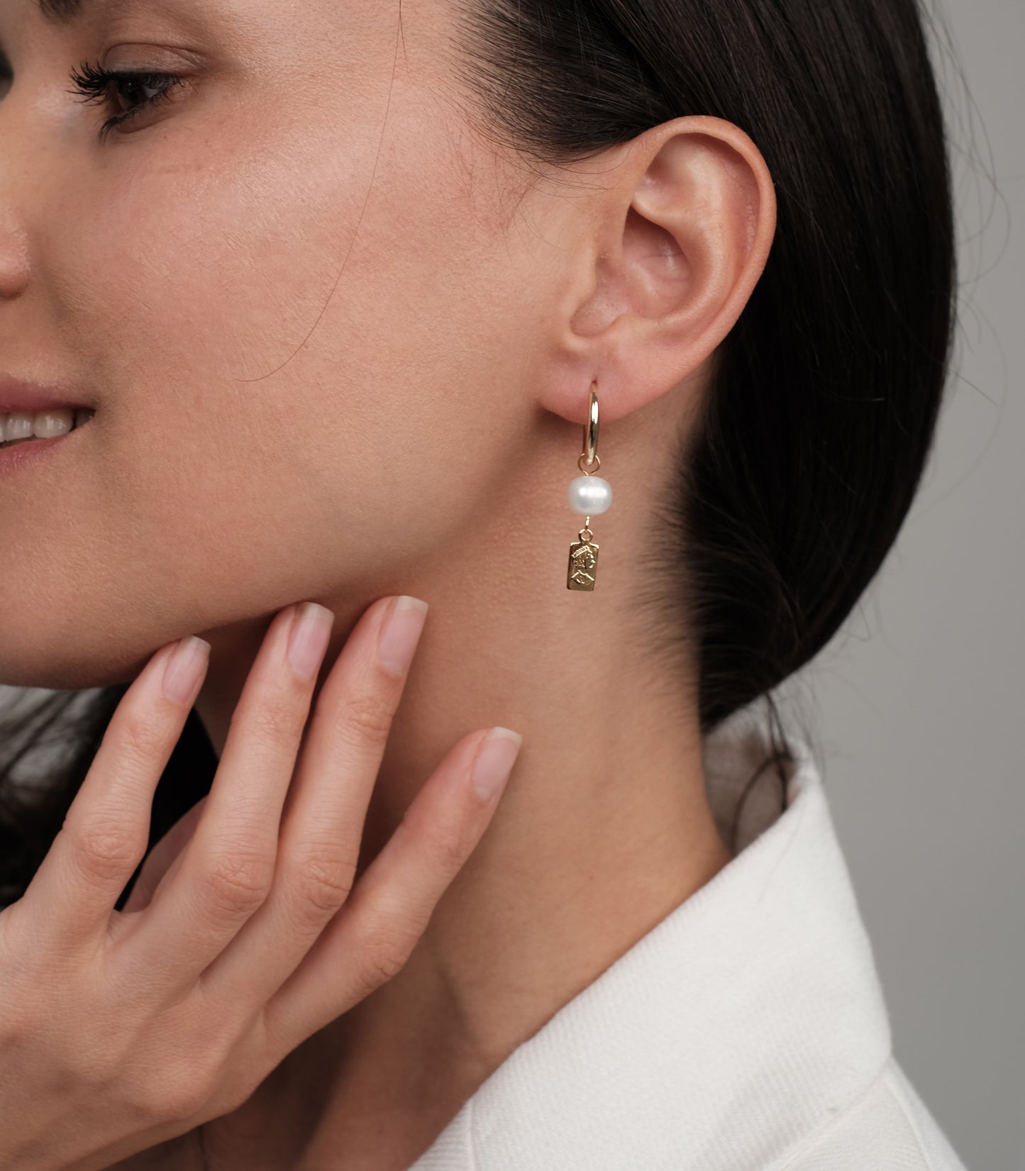 Gold plated earrings with natural pearls "Queen"