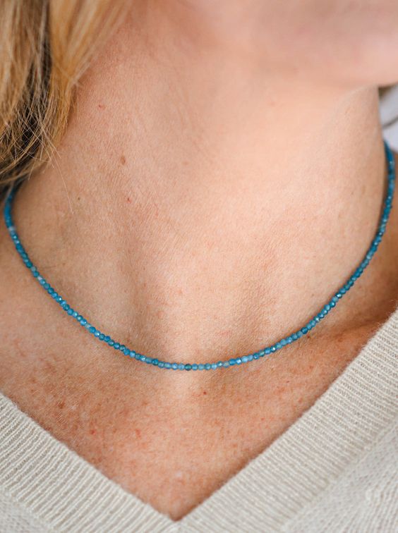 Apatite necklace, 2-3mm