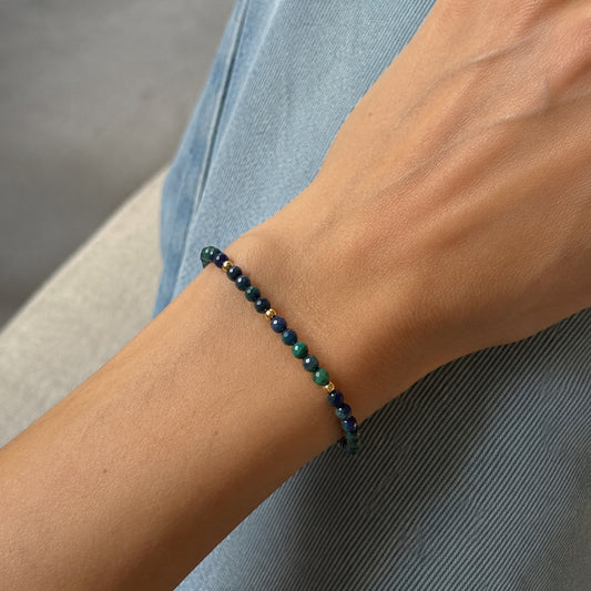 Azurite bracelet with gold plated / silver details