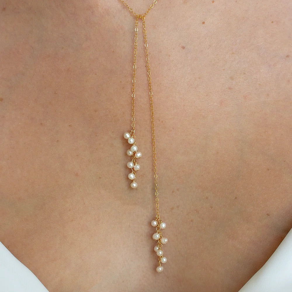 Gold plated necklace with natural pearls "Lully"