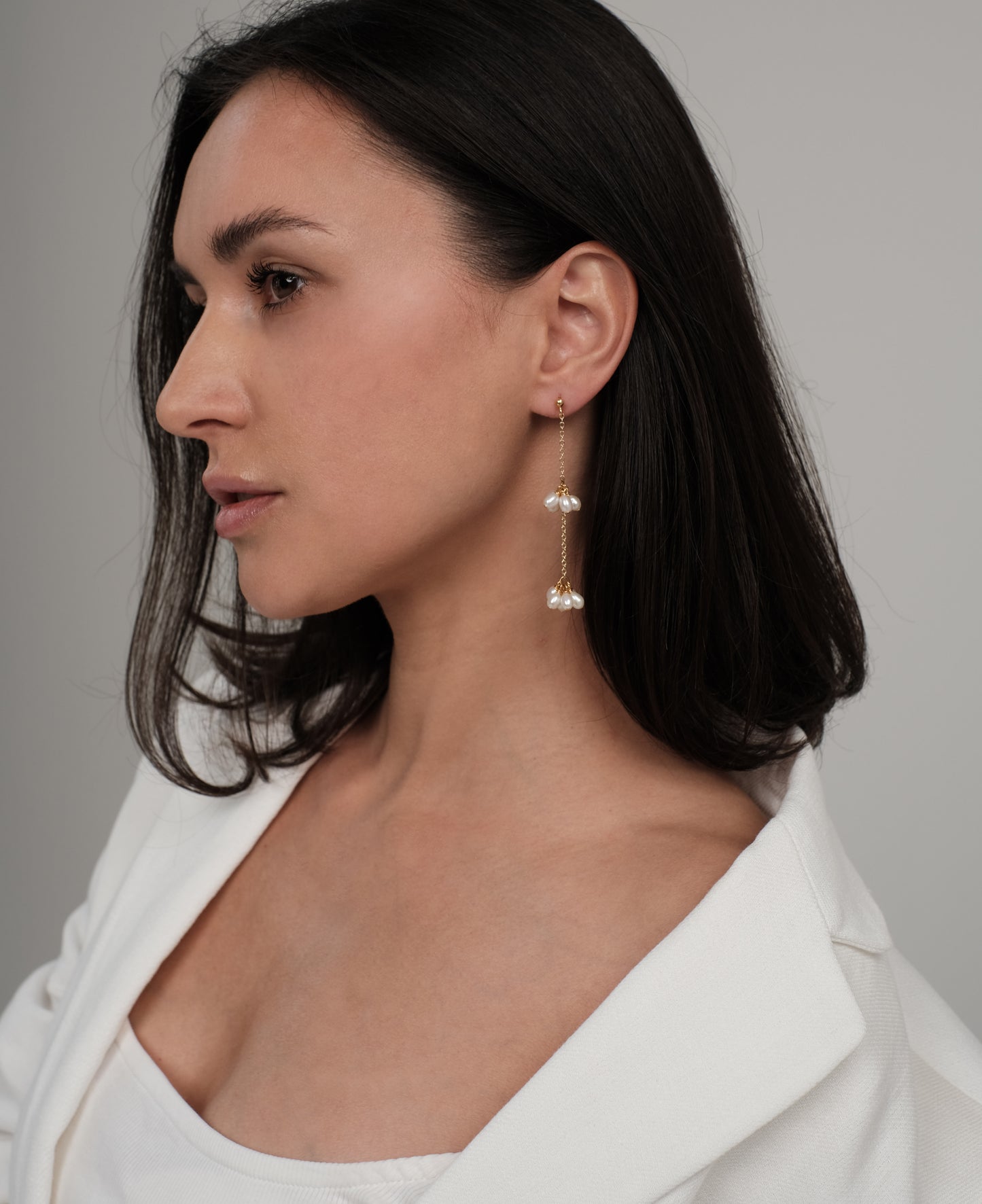 Gold plated earrings with natural pearls "Spring"