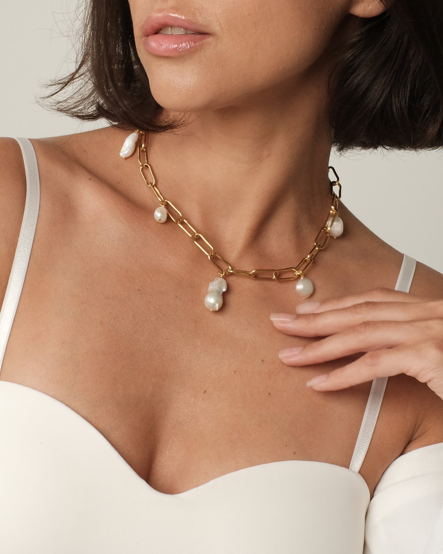 Gold plated necklace with natural pearls Erika