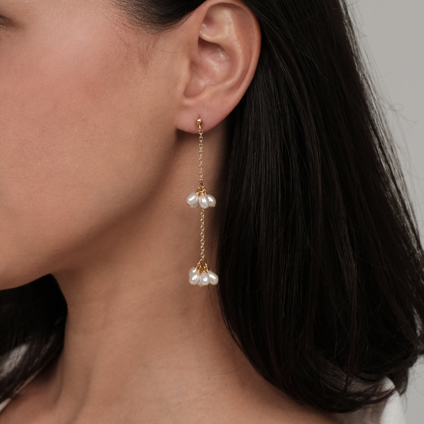 Gold plated earrings with natural pearls "Spring"