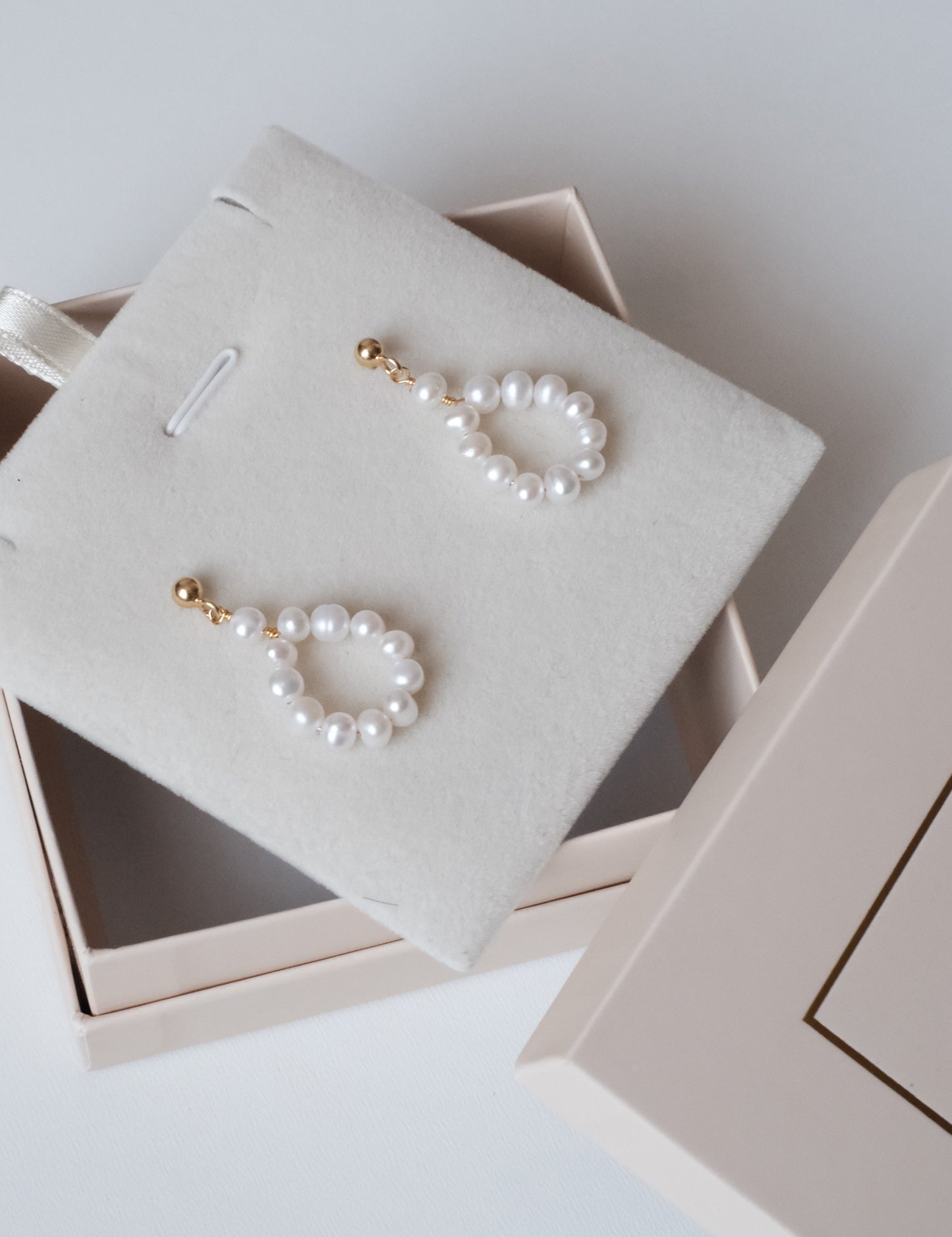 Gold plated earrings with natural pearls "Tulip 2"